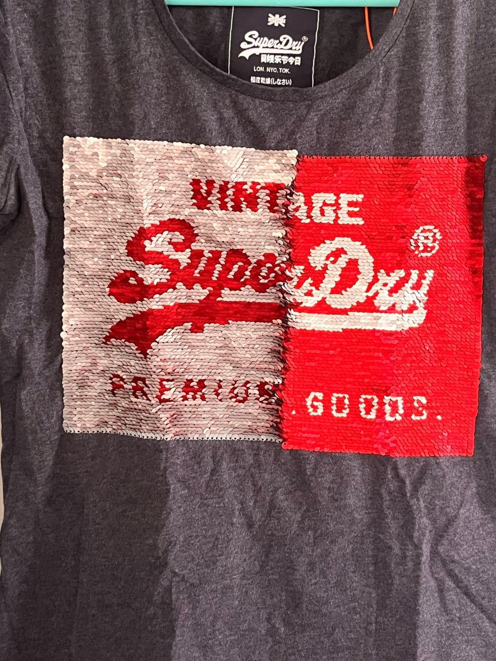 Superdry Slim Boyfriend Reversible Sequin Tee